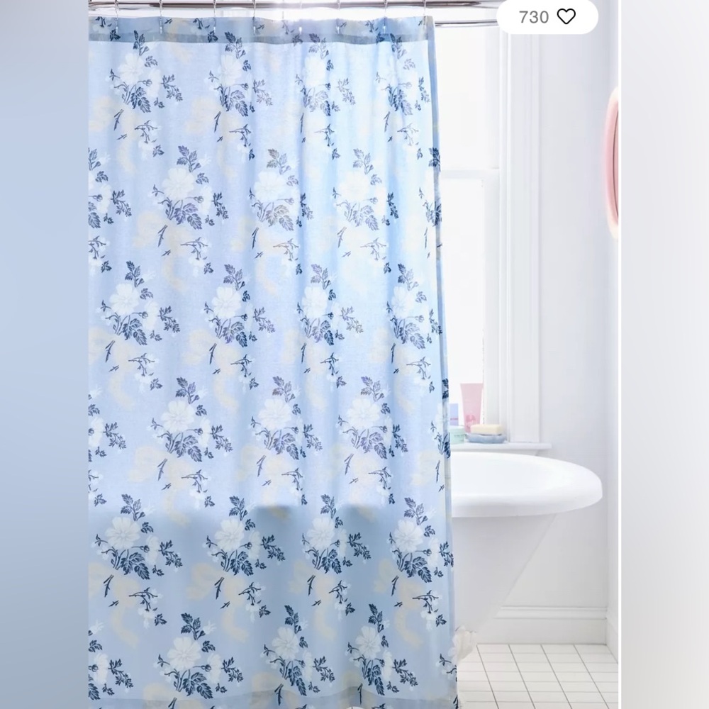 NWT Juliette Floral Bows Patterned Shower Curtain - Picture 2 of 3